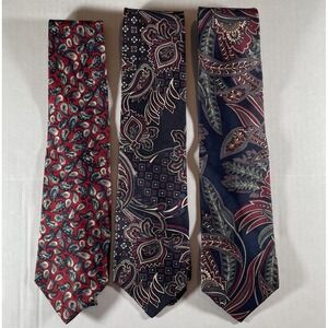 Lot of 3 Stafford Men's Neckties Premium‎ Silk Blend Paisley and Patterned Ties